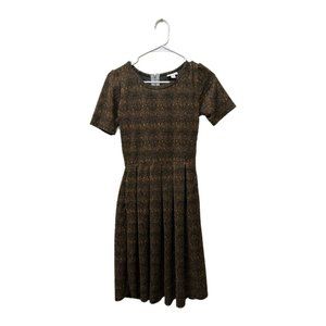 LulaRoe Gold and Green Amelia Dress, XS, Pre-owned